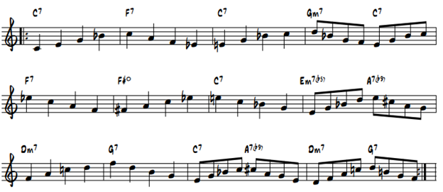 Weaving arpeggios over a jazz blues